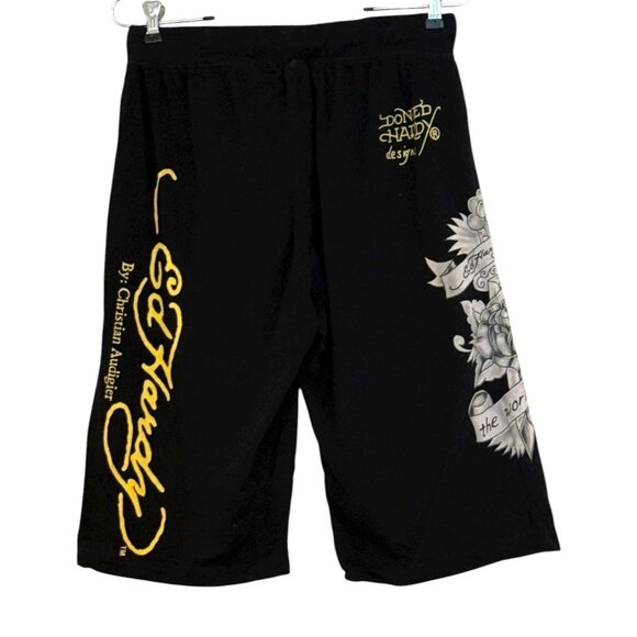 Ed Hardy by Christian Audigier Men's "King Skull" Jam Shorts Black Size S NWOT - Picture 2 of 8